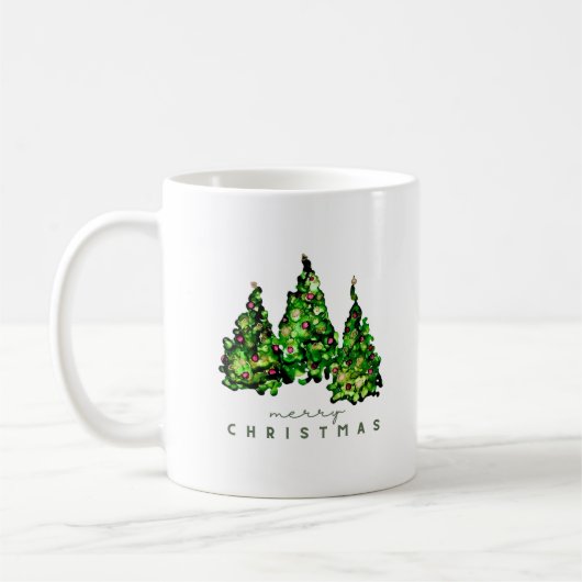 Alcohol Ink Design Christmas Tree Ceramic Mug コーヒーマグカップ (左)
