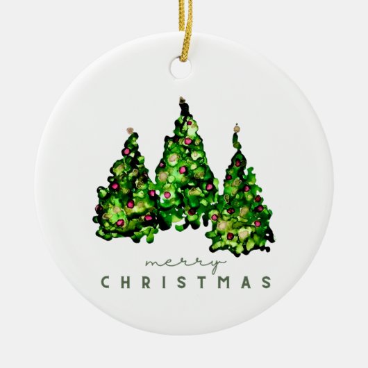 Alcohol Ink Design Christmas Tree Ceramic Ornament セラミックオーナメント (正面)