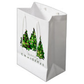 Alcohol Ink Design Christmas Tree Gift Wrap ミディアムペーパーバッグ (正面アングル)
