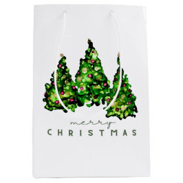 Alcohol Ink Design Christmas Tree Gift Wrap ミディアムペーパーバッグ
