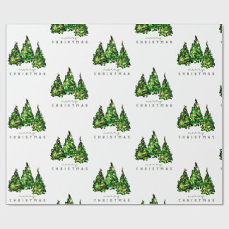 Alcohol Ink Design Christmas Tree Gift Wrap ラッピングペーパー