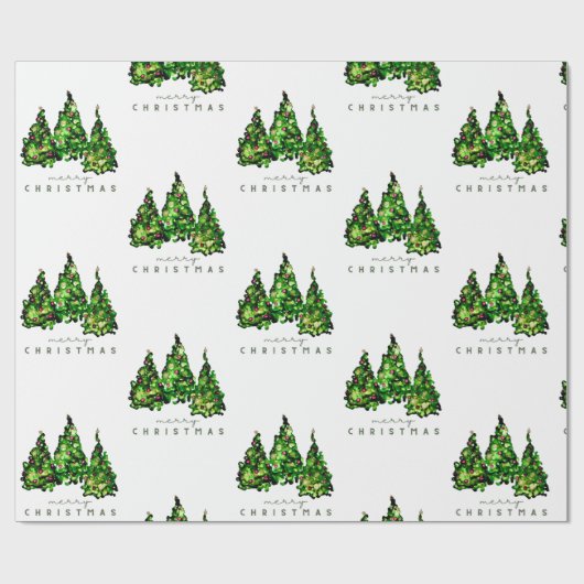 Alcohol Ink Design Christmas Tree Gift Wrap ラッピングペーパー (フラット)