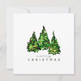 Alcohol Ink Design Christmas Tree Holiday Card シーズンカード