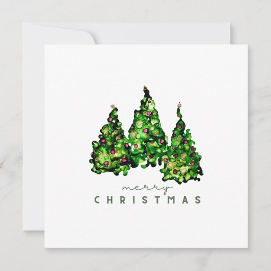 Alcohol Ink Design Christmas Tree Holiday Card シーズンカード (正面)