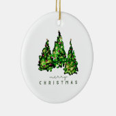 Alcohol Ink Design Christmas Tree Holiday Card セラミックオーナメント (右)