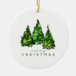Alcohol Ink Design Christmas Tree Holiday Card セラミックオーナメント