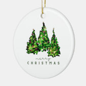 Alcohol Ink Design Christmas Tree Holiday Card セラミックオーナメント (左)