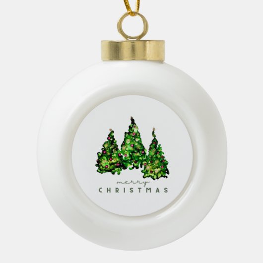 Alcohol Ink Design Christmas Tree Holiday Card セラミックボールオーナメント (正面)