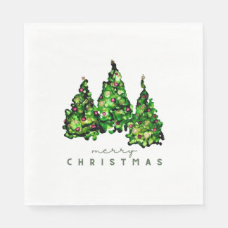 Alcohol Ink Design Christmas Tree Holiday Napkins スタンダードランチョンナプキン