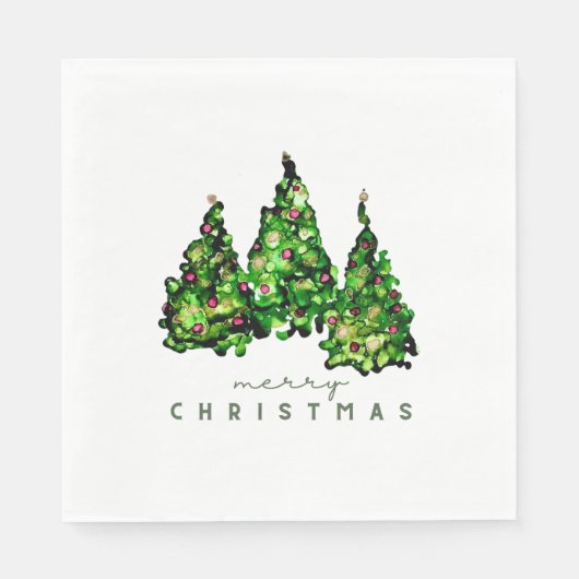 Alcohol Ink Design Christmas Tree Holiday Napkins スタンダードランチョンナプキン (正面)