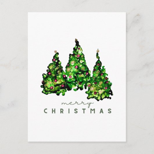 Alcohol Ink Design Christmas Tree Postcard シーズンポストカード (正面)