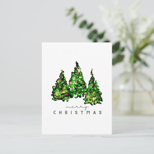 Alcohol Ink Design Christmas Tree Postcard ポストカード (スタンド正面)