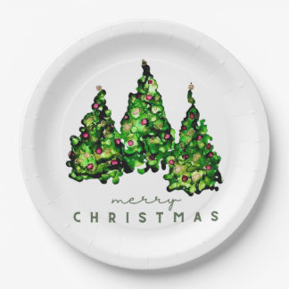 Alcohol Ink Design Holiday Chrismas TrePaper Plate ペーパープレート