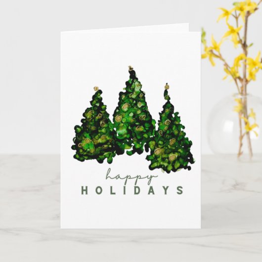 Alcohol Ink Design Holiday Greeting Cards  カード (黄色い花)