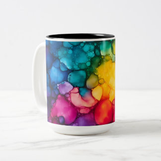 Alcohol Ink Design Two-Tone Mug, 15 oz ツートーンマグカップ
