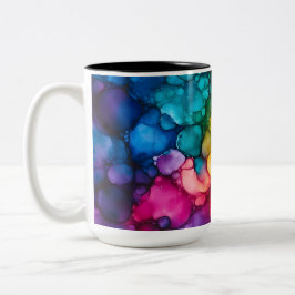Alcohol Ink Design Two-Tone Mug, 15 oz ツートーンマグカップ