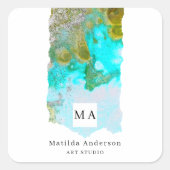 Alcohol Ink Glitter Graphic Artist Studio Monogram スクエアシール (正面)