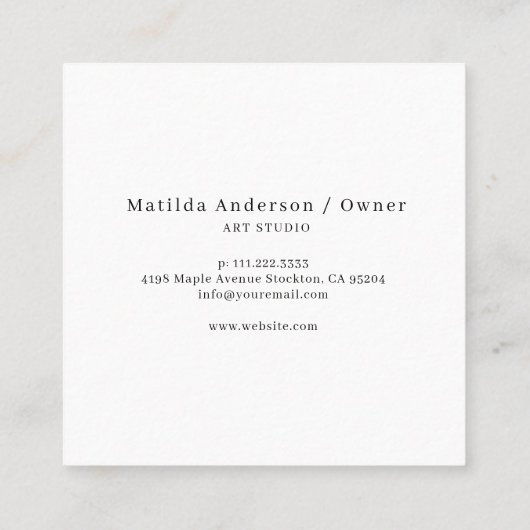 Alcohol Ink Glitter Graphic Artist Studio Monogram スクエア名刺 (裏面)