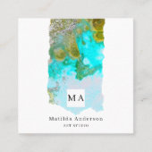 Alcohol Ink Glitter Graphic Artist Studio Monogram スクエア名刺 (正面)