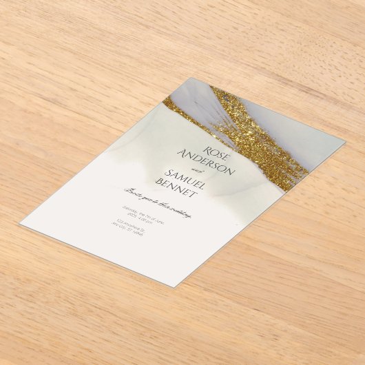 Alcohol Ink Glitter Transparent Acrylic Invitation アクリル招待状 (レイダウン)