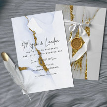 Alcohol Ink Glitter Wedding Invitation