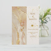 Alcohol Ink Rose Glitter Gold Wedding Invitation 招待状 (スタンド正面)