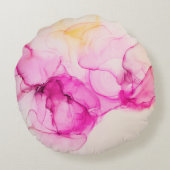 Alcohol ink sea texture. Contemporary art. Spots o ラウンドクッション (裏面)