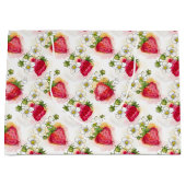 Alcohol Ink Style Strawberry Blossoms and Berries  ラージペーパーバッグ (正面)