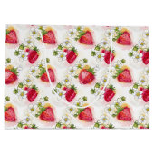 Alcohol Ink Style Strawberry Blossoms and Berries  ラージペーパーバッグ (裏面)