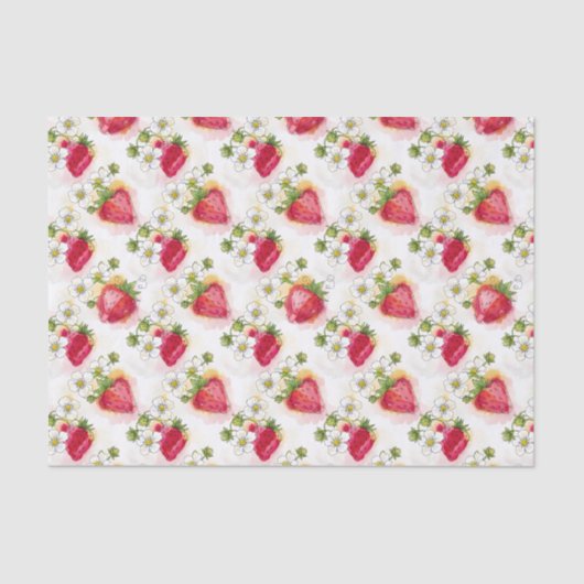 Alcohol Ink Style Strawberry Blossoms and Berries 薄葉紙 (正面)