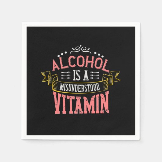 Alcohol Is A Misunderstood Vitamin スタンダードカクテルナプキン (正面)