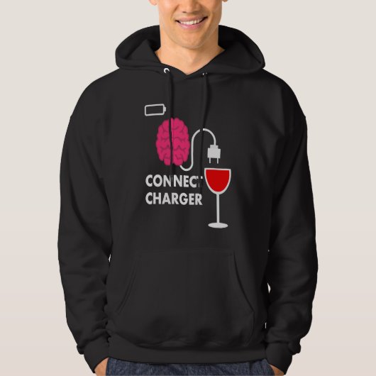 Alcohol Lover Connect Charger Wine Empty Battery パーカ (正面)