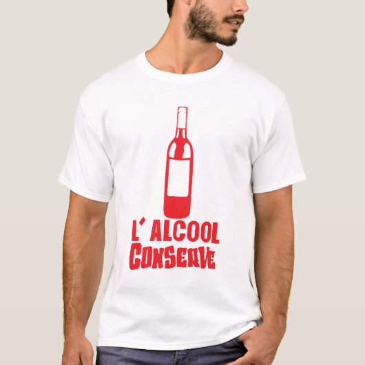 alcool conserve bouteille vin humour boire tシャツ (正面)