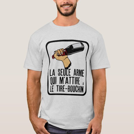 alcool humour apero citation bouteille vin main ti tシャツ (正面)