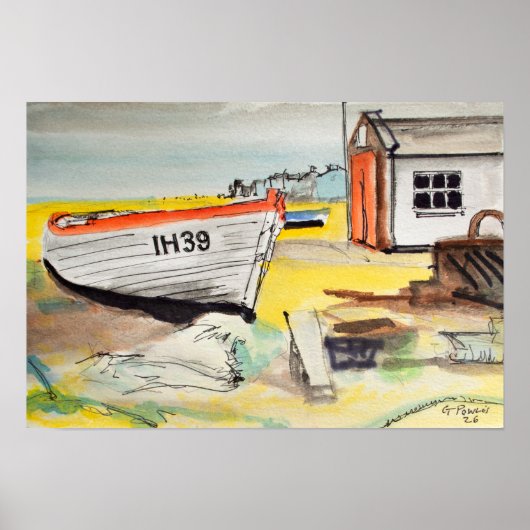 Aldeburgh Boat on Beach – Coastal Scene ポスター (正面)
