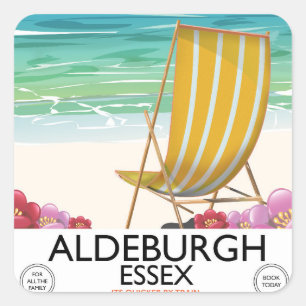 Aldeburgh Essexのビーチ旅行ポスター スクエアシール