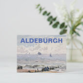 Aldeburgh, Suffolk -ビーチ&船舶青 シーズンポストカード (スタンド正面)
