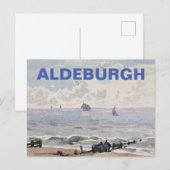 Aldeburgh, Suffolk -ビーチ&船舶青 シーズンポストカード (正面/裏面)