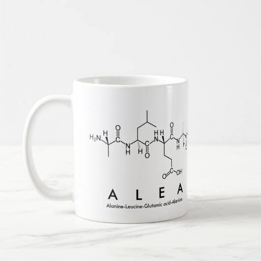 Aleaペプチド名mug コーヒーマグカップ (左)