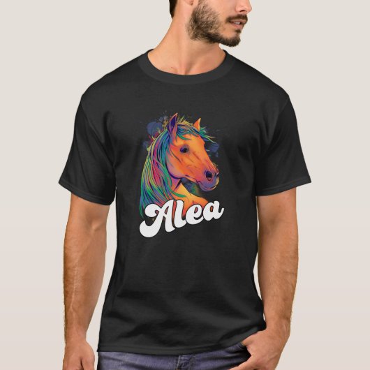 ALEA美しい馬で愛らしい女の子の名前 Tシャツ (正面)