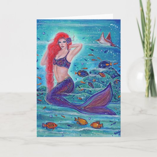 Aleanna Mermaid with tropical fish by Renee Lavoie カード (正面)