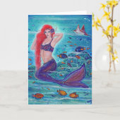Aleanna Mermaid with tropical fish by Renee Lavoie カード (黄色い花)