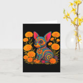 Alebrije Dog Flower Mexican Folk Art Owner Mom Dad カード (黄色い花)