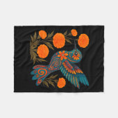 Alebrije Hummingbird Flower Mexican Folk Art Bird  フリースブランケット (正面(横))