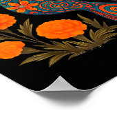 Alebrije Hummingbird Flower Mexican Folk Art Bird  ポスター (角)