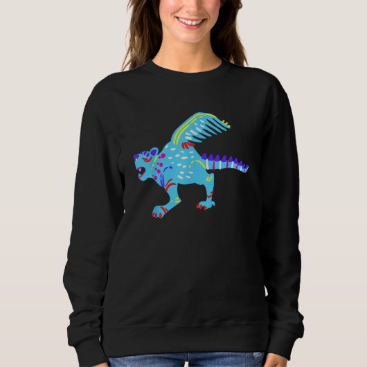 Alebrijes Fantasy Figure Animal Sculpture Dragon スウェットシャツ (正面)