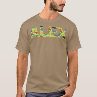 AleCool少年の名前とカラフルかわいいディノスfor Kid Tシャツ