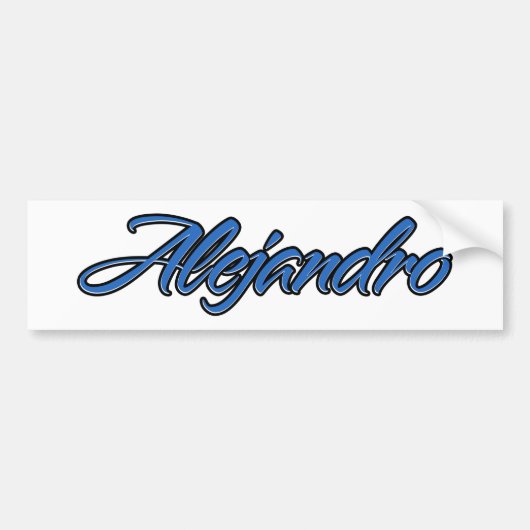 Alejandro名前の青いステッカーAutoaufkleber バンパーステッカー (正面)