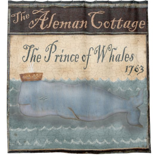 Alemanのクジラの航海のな海上海の海 シャワーカーテン (正面)