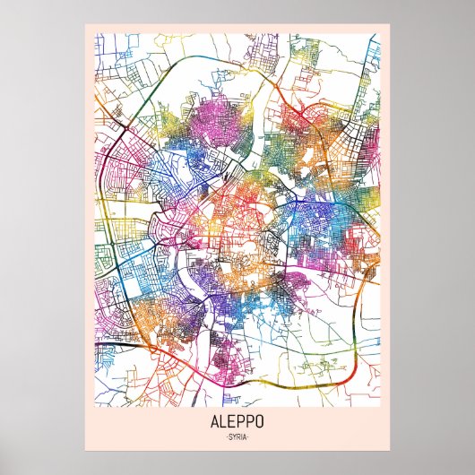 Aleppo Syria City Map ポスター (正面)